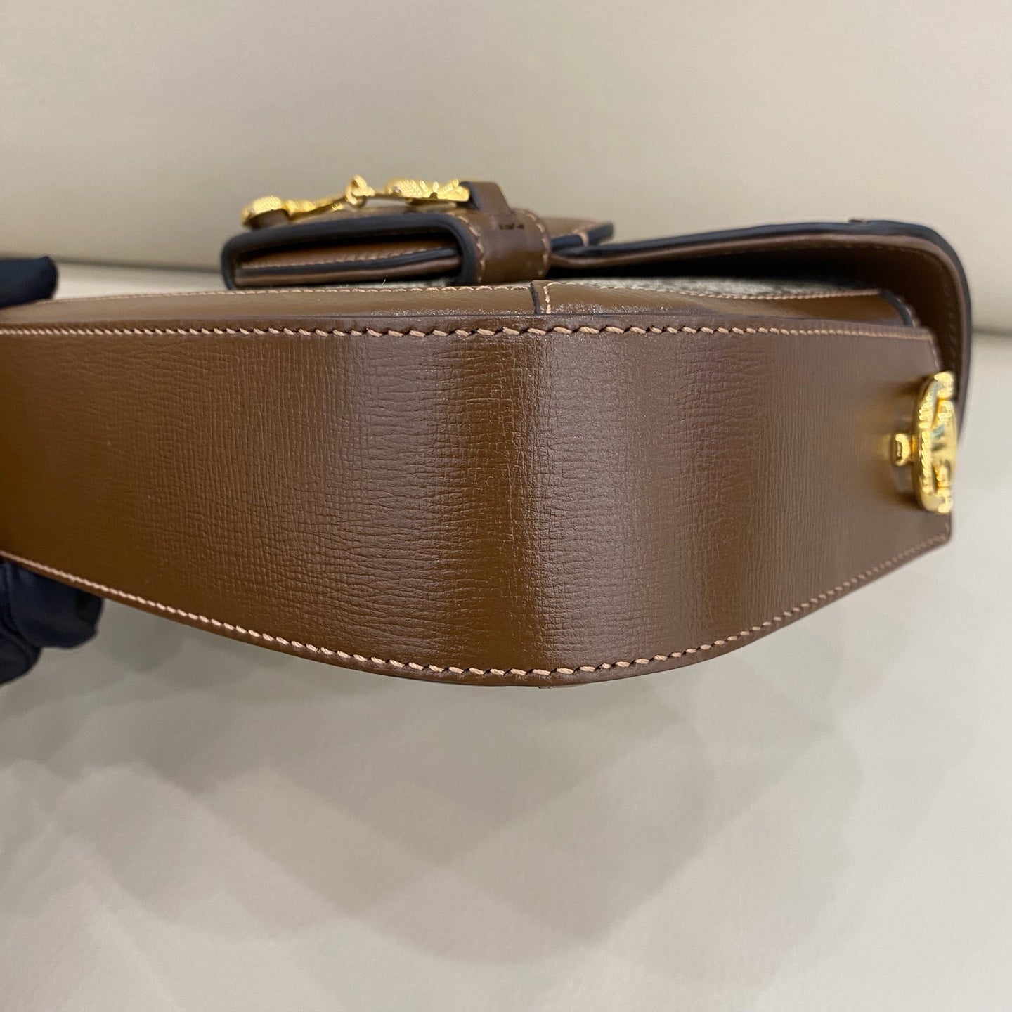 Gucci - Horsebit 1955 Small Shoulder Bag - GG Supreme canvas with leather trim - Beige and Brown - (small)
