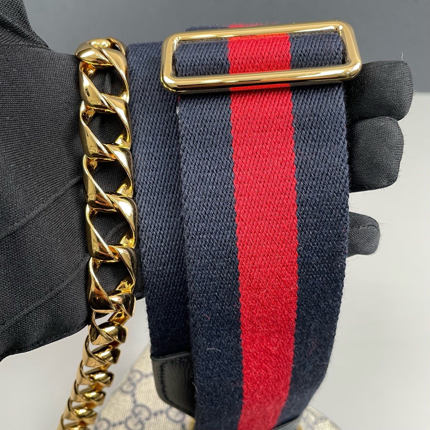 Gucci - Horsebit 1955 Mini Bag - GG Supreme canvas with leather trim - Blue - (mini)
