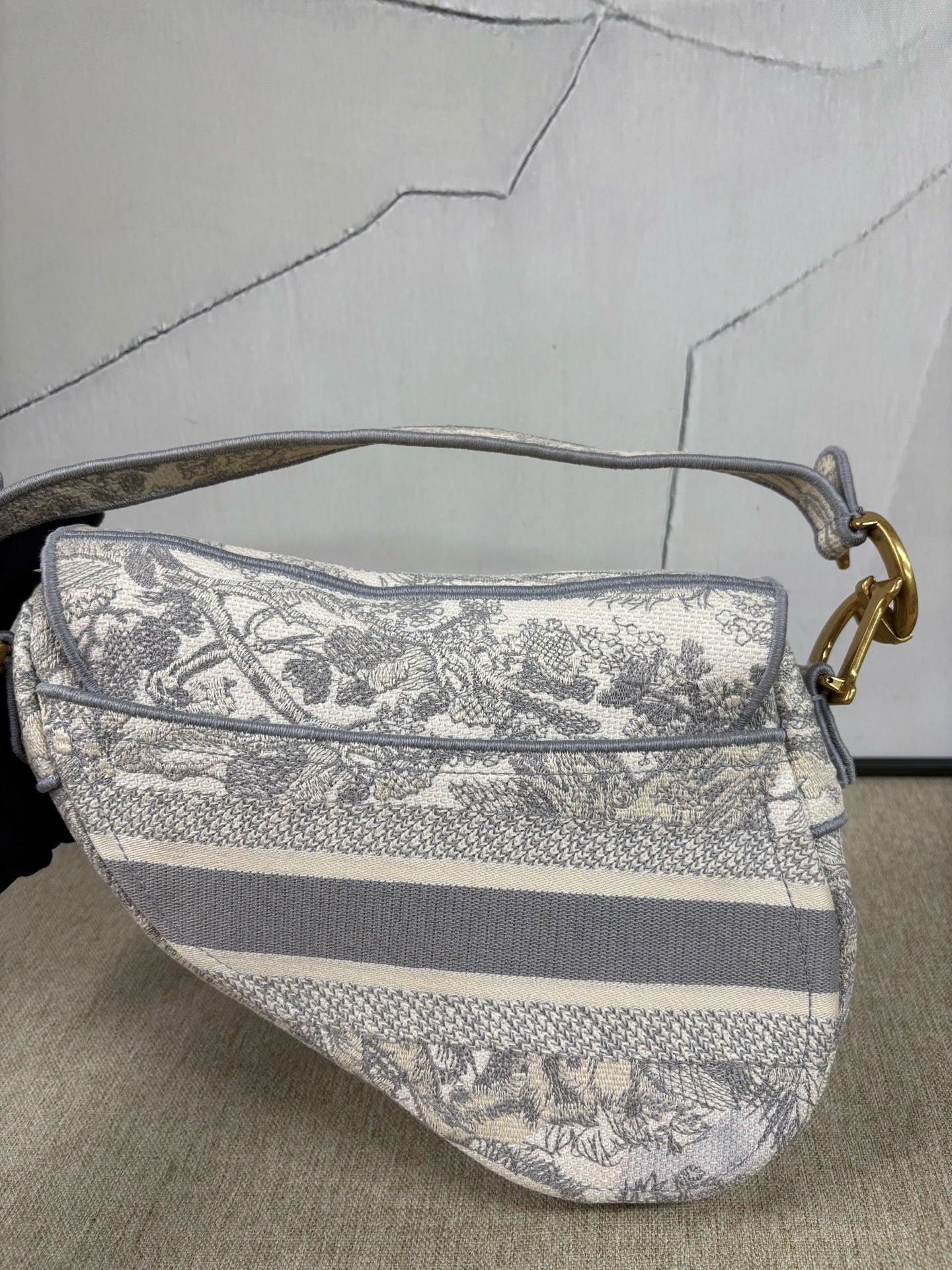 Dior - Saddle Bag - Embroidered Canvas - Grey - (Medium)