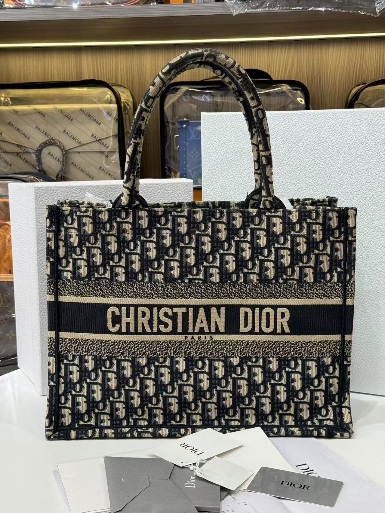 Dior - Book Tote - Embroidered canvas - Beige and Blue - (medium)