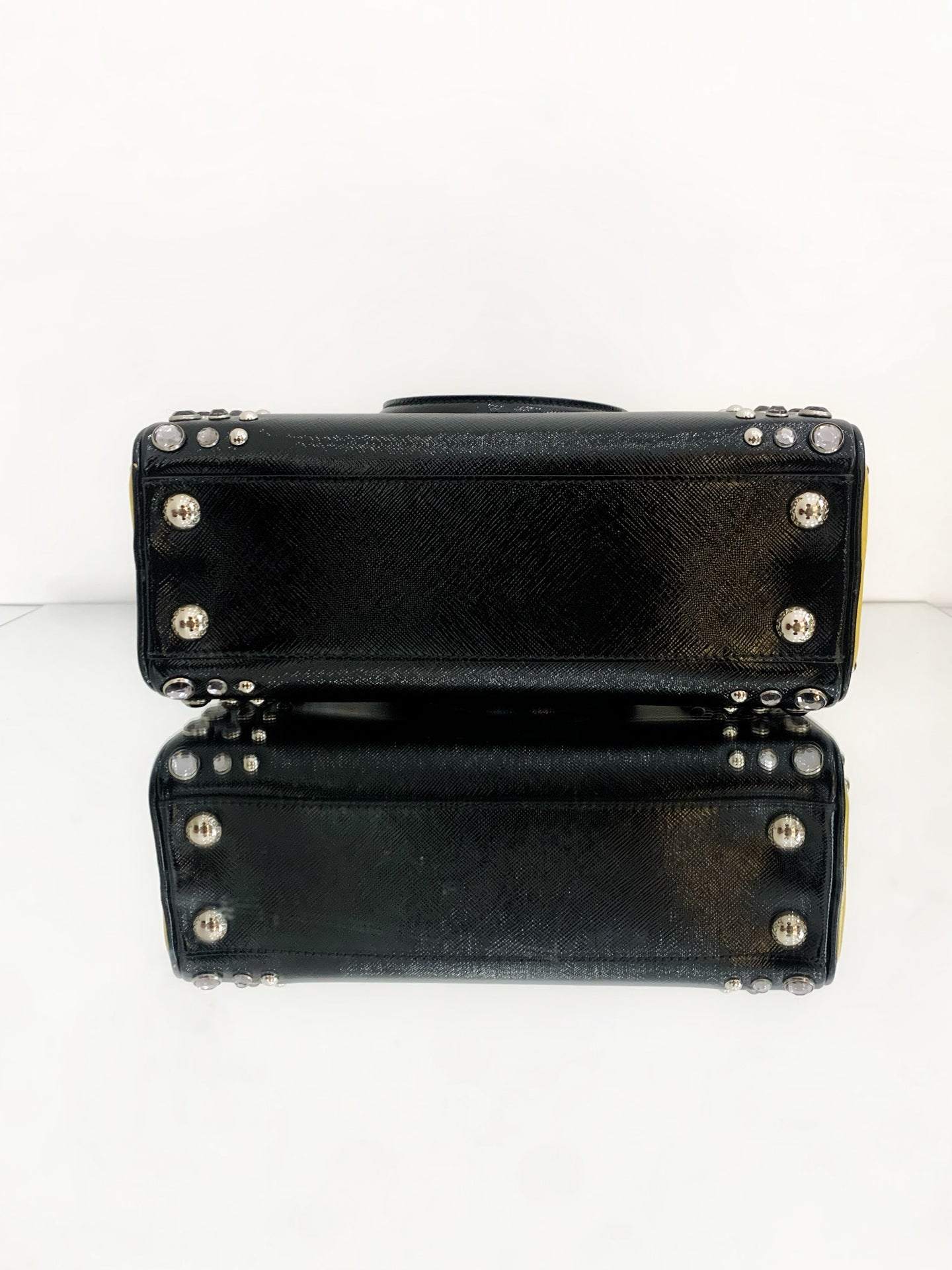 Prada - Gemstone Rivet Handbag (Limited Edition) - Saffiano leather - Black and Yellow - (medium)