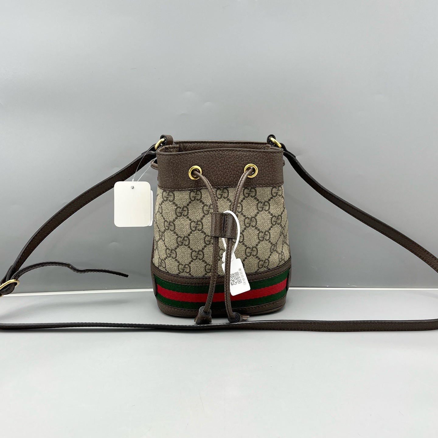 Gucci - Ophidia Mini Bucket Bag - GG Supreme canvas with leather trim - Brown - (mini)