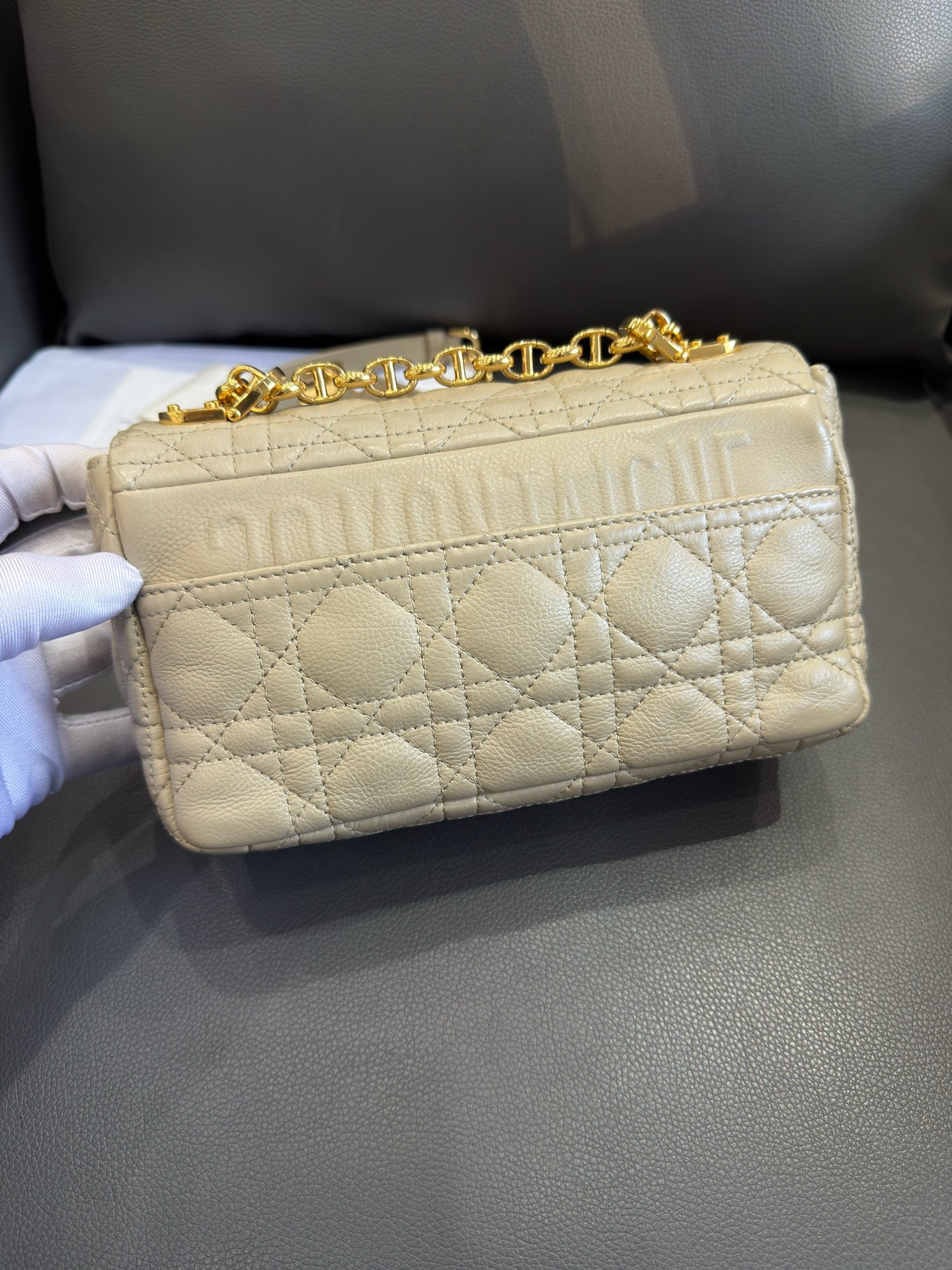Dior - Caro Small - Calfskin leather - Beige - (small)