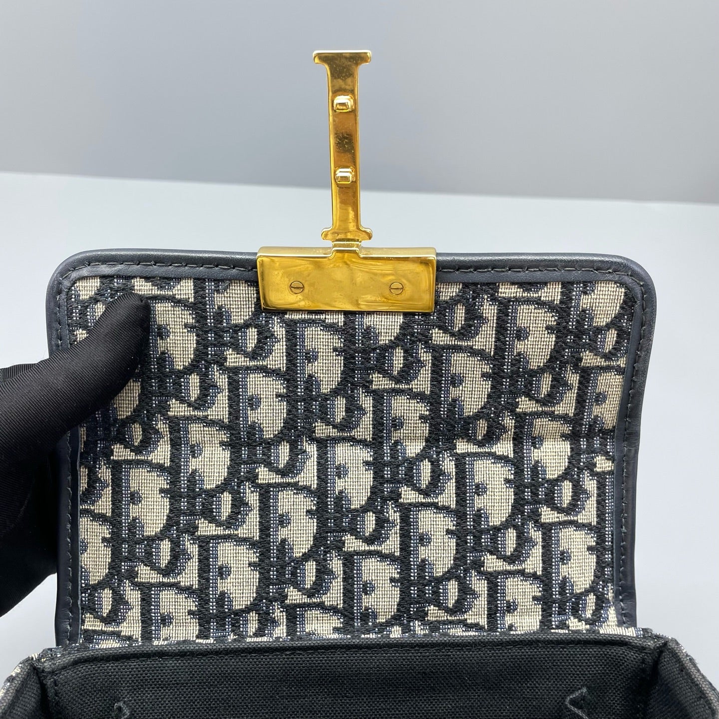 Dior - 30 Montaigne Mini Box Bag Oblique - Dior Oblique jacquard canvas with leather trim - Blue - (mini)