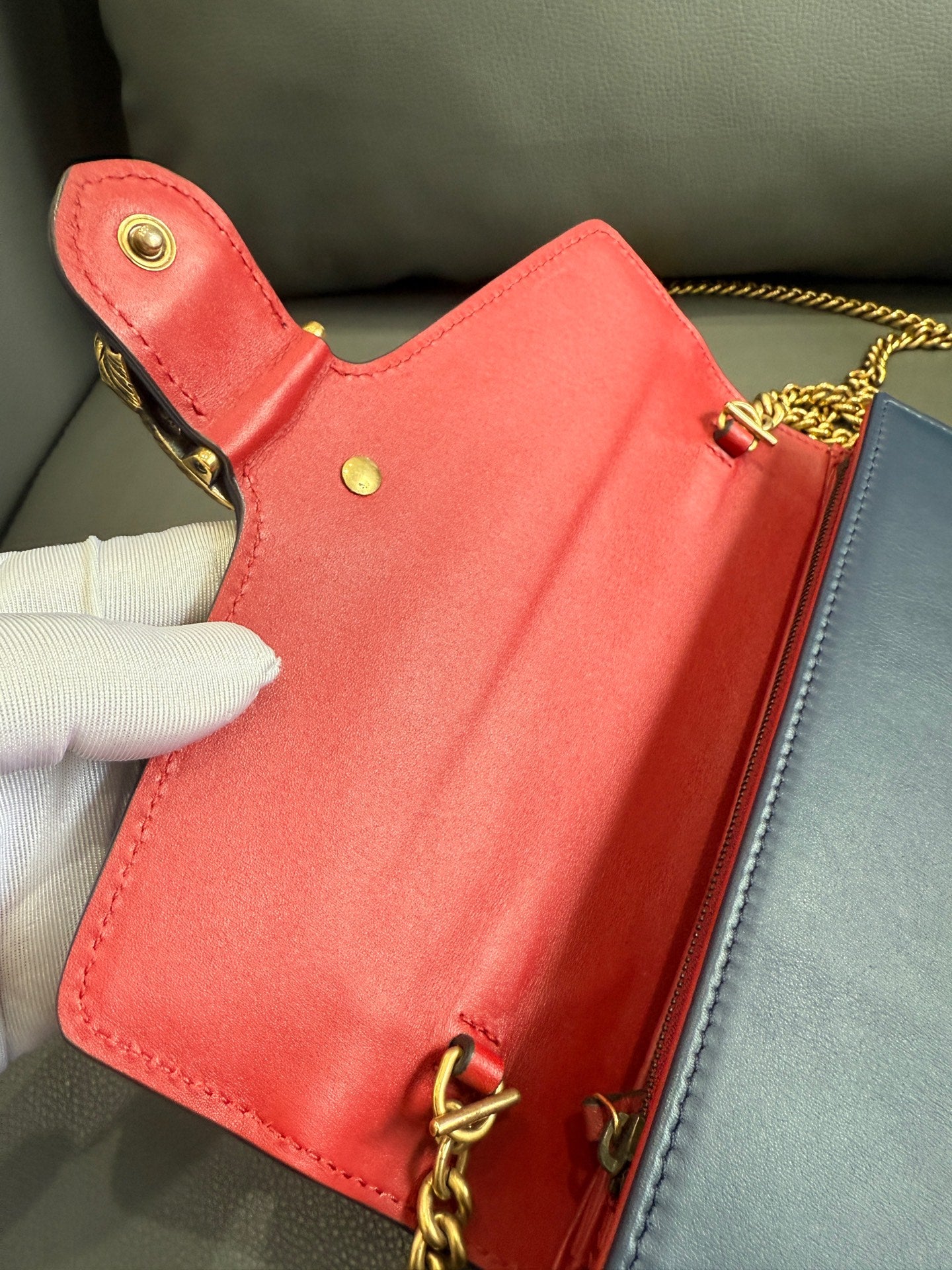 Gucci - Dionysus Wallet on Chain (WOC) - Leather - Blue with Red Interior - (Mini)