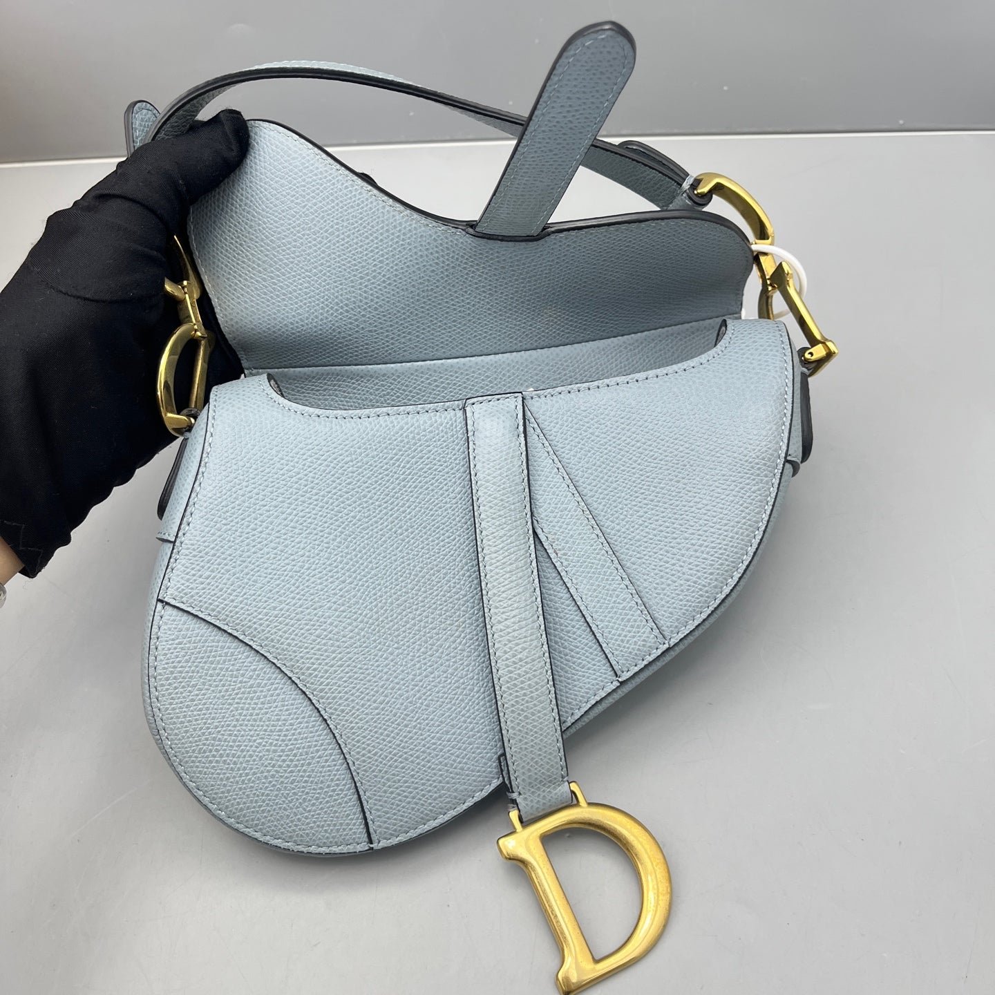 Dior - Saddle Bag - Grained calfskin leather - Blue - (mini)