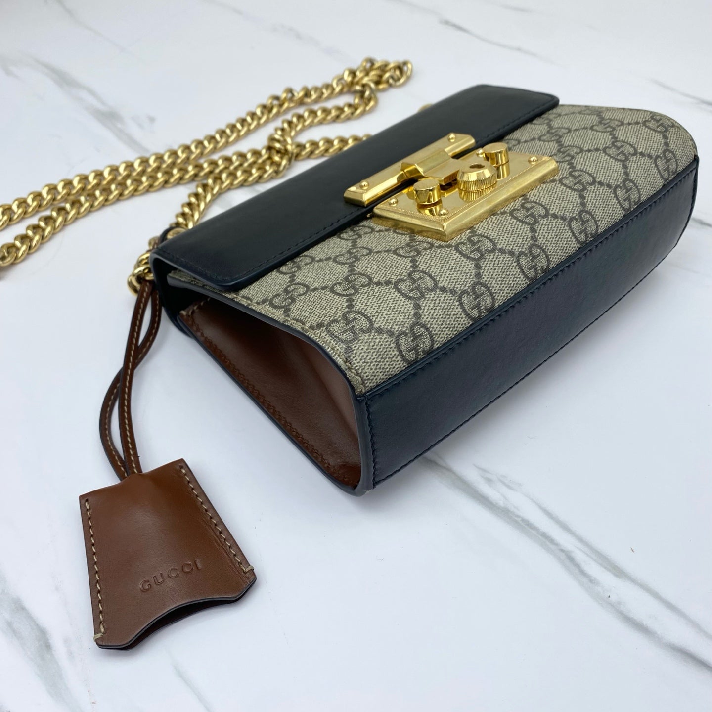 Gucci - Padlock Small Shoulder Bag - GG Supreme canvas with leather trim - Black - (mini)