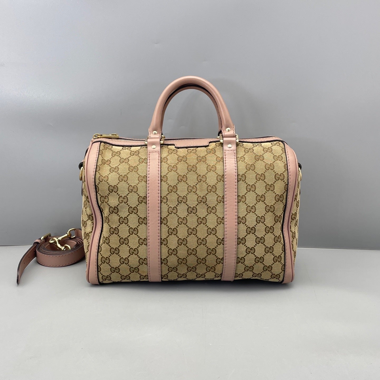 Gucci - Boston Bag - GG Supreme canvas with leather trim - Beige and Pink - (medium)