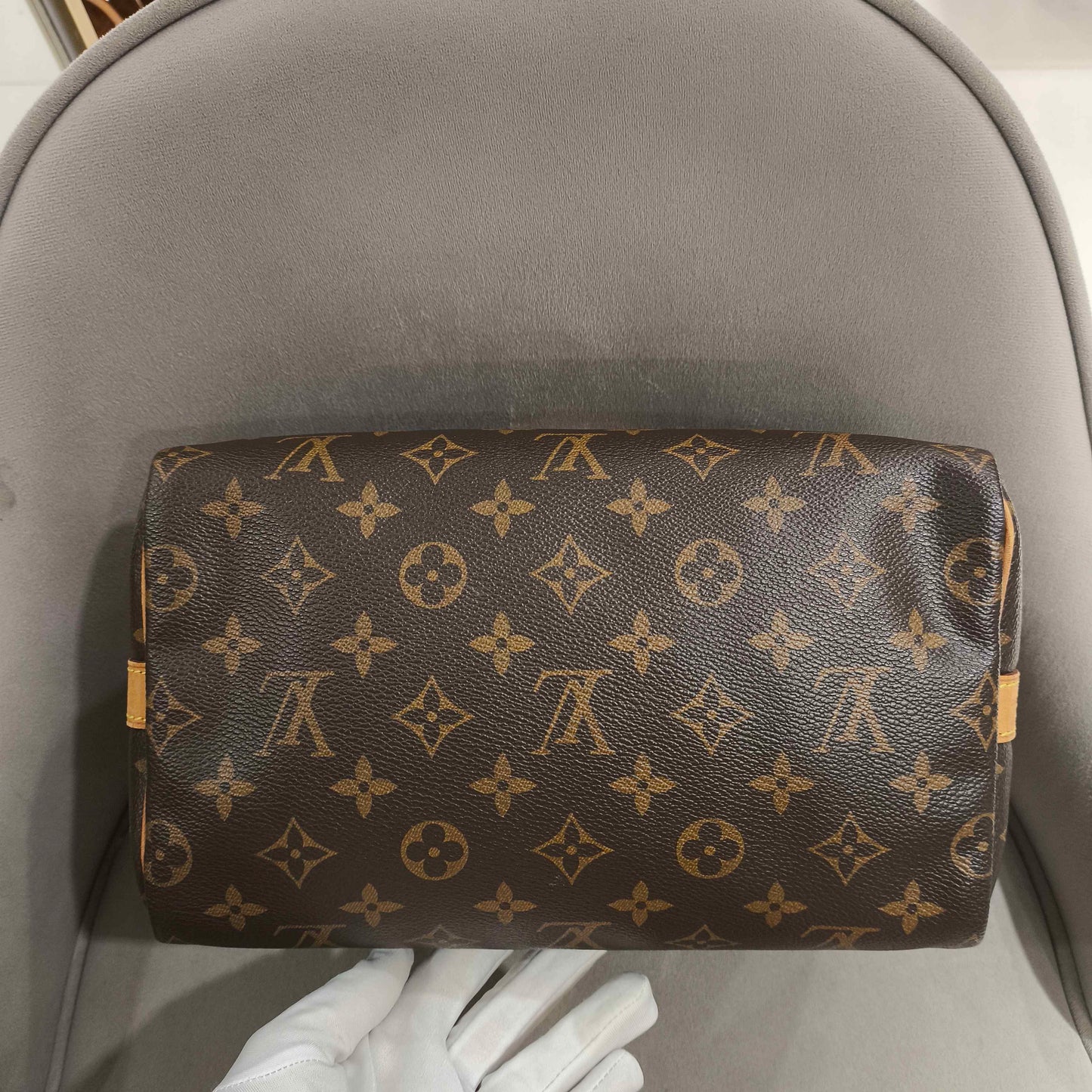 Louis Vuitton - Speedy 25 Bandouliere - Monogram coated canvas with natural cowhide leather trim - Brown - (Small)