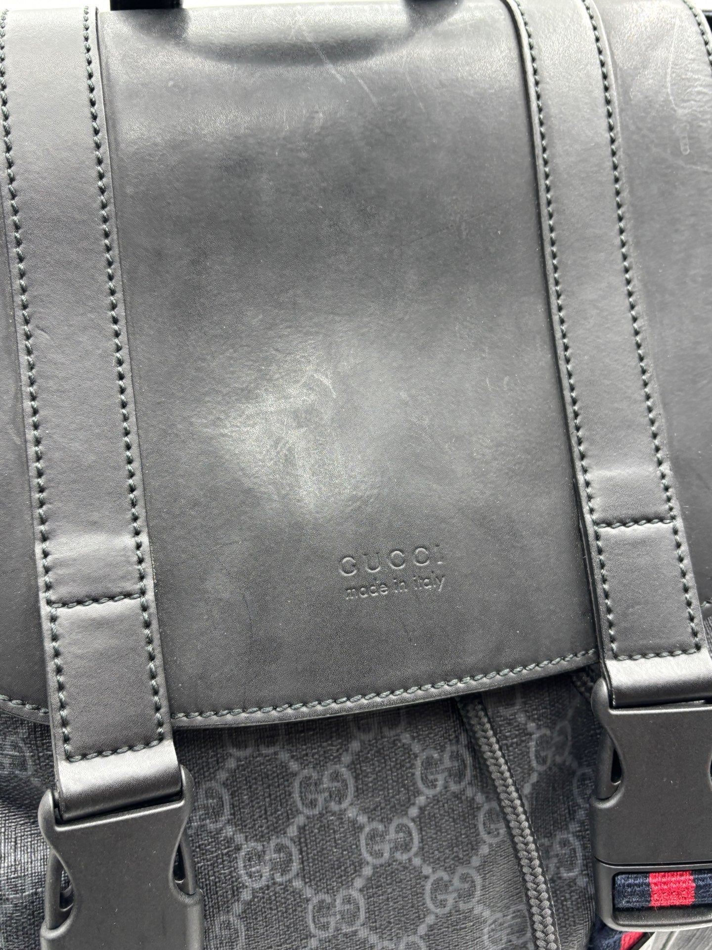 Gucci - GG Supreme Canvas Backpack - Canvas and leather patchwork - Black and Grey - (large)