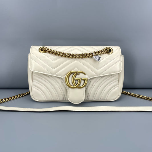 Gucci - GG Marmont Small Matelassé Shoulder Bag - Leather - White - (Small)