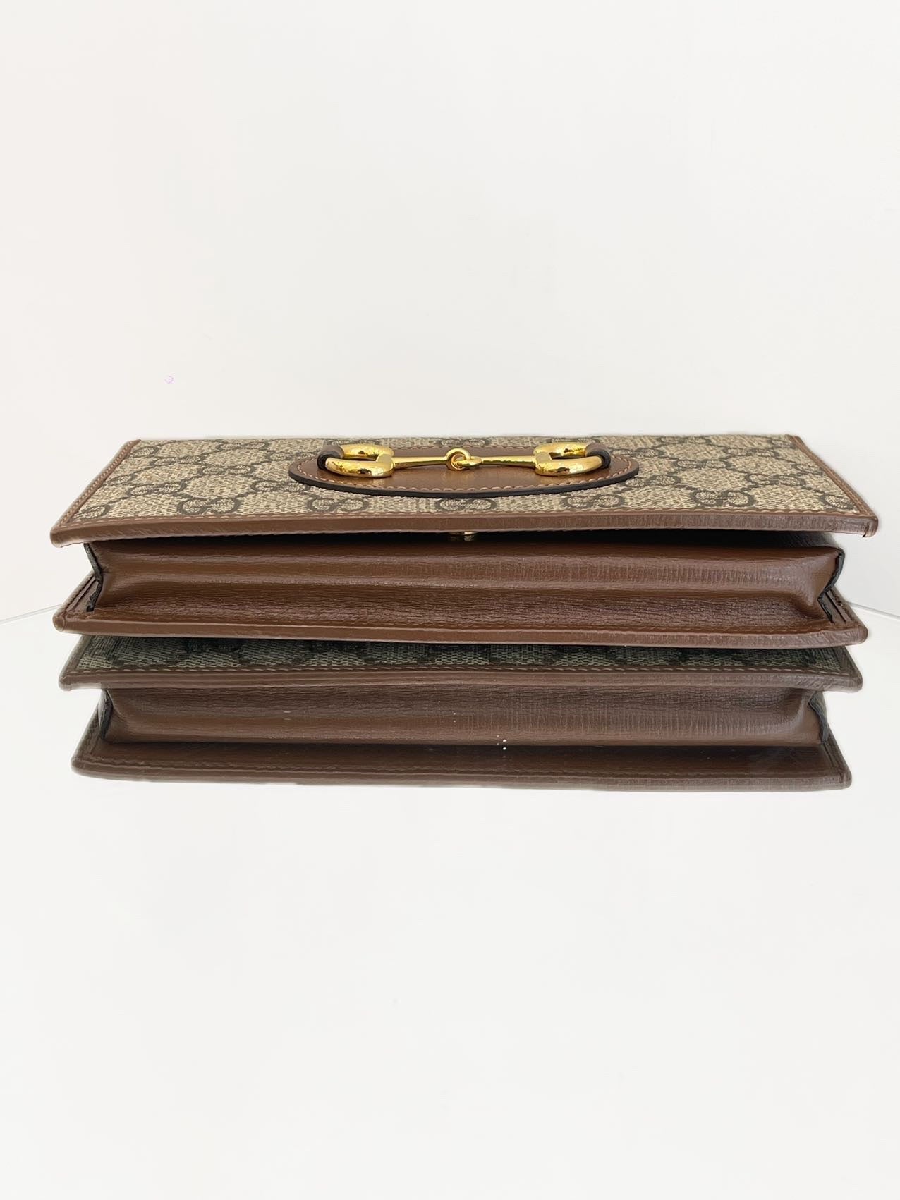 Gucci - 1955 Horsebit Wallet on Chain - GG Supreme canvas and Leather - Beige and Brown with Gold-Tone Hardware - (Small)