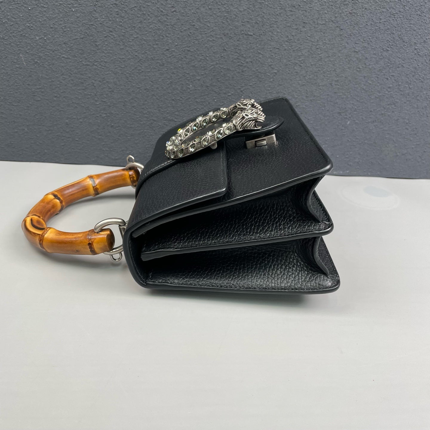 Gucci - Dionysus Bamboo Top Handle Bag with Crystal Closure - Leather - Black - (small)