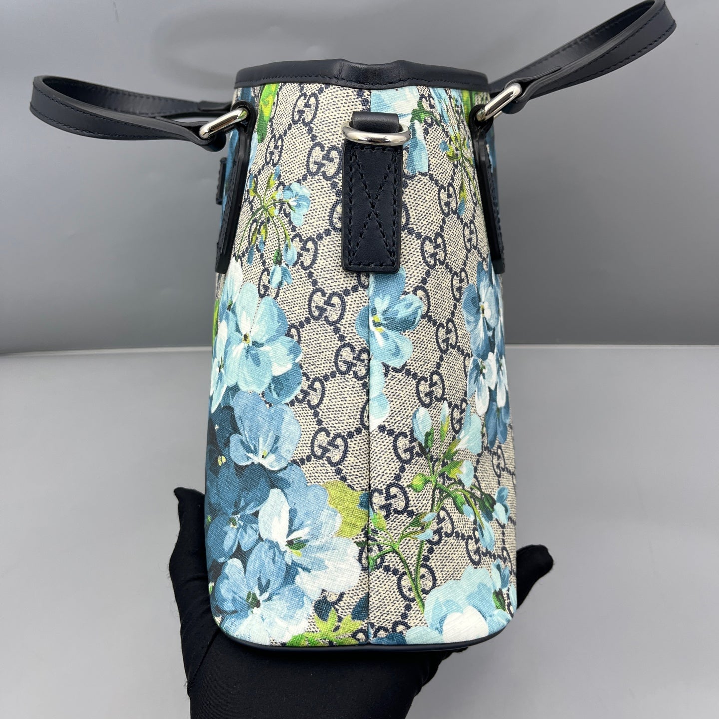 Gucci - Small GG Supreme Flora Tote Bag - Coated canvas and Leather - Blue - (Small)