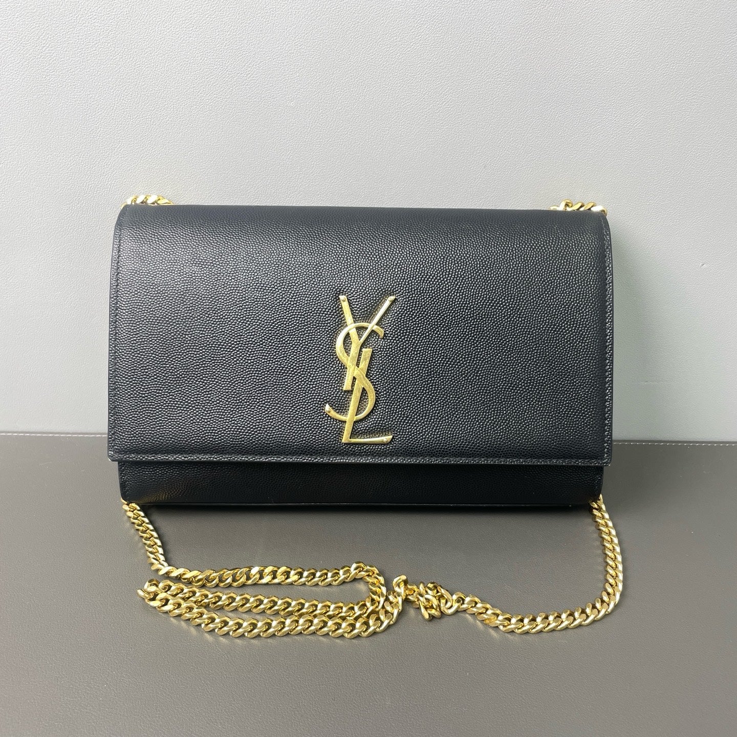 Saint Laurent - Kate Chain Bag - Grained cowhide leather - Black - (small)