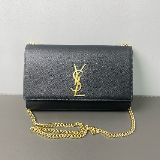 Saint Laurent - Kate Chain Bag - Grained cowhide leather - Black - (small)