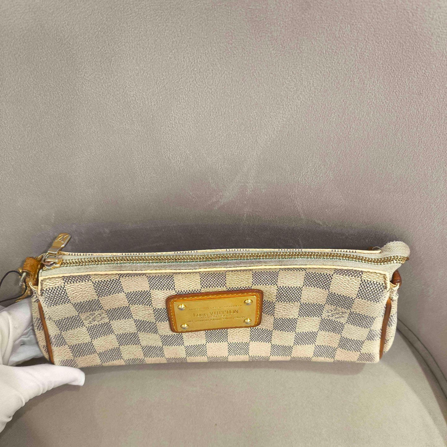 Louis Vuitton - Eva Clutch - Damier Azur coated canvas with Vachetta leather trim - White - (mini)