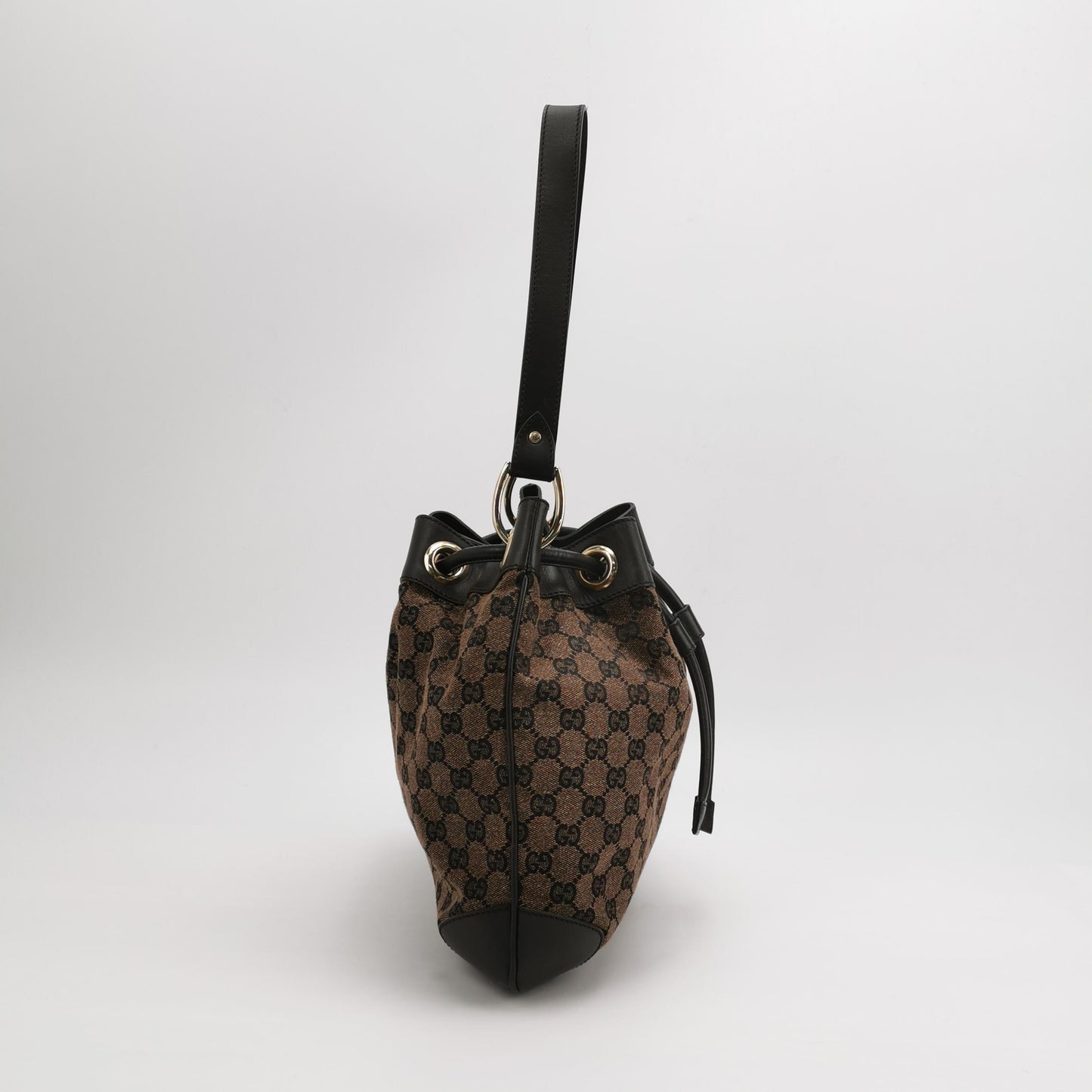 Gucci - GG Monogram Canvas Bucket Bag - GG monogram canvas and leather trim - Brown - (medium)