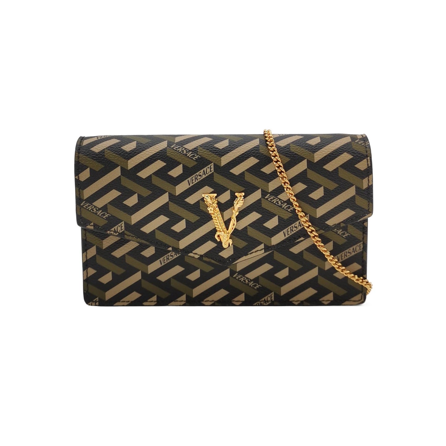 Versace - La Greca Chain Wallet - Coated canvas with leather trim - Multicolour - (small)