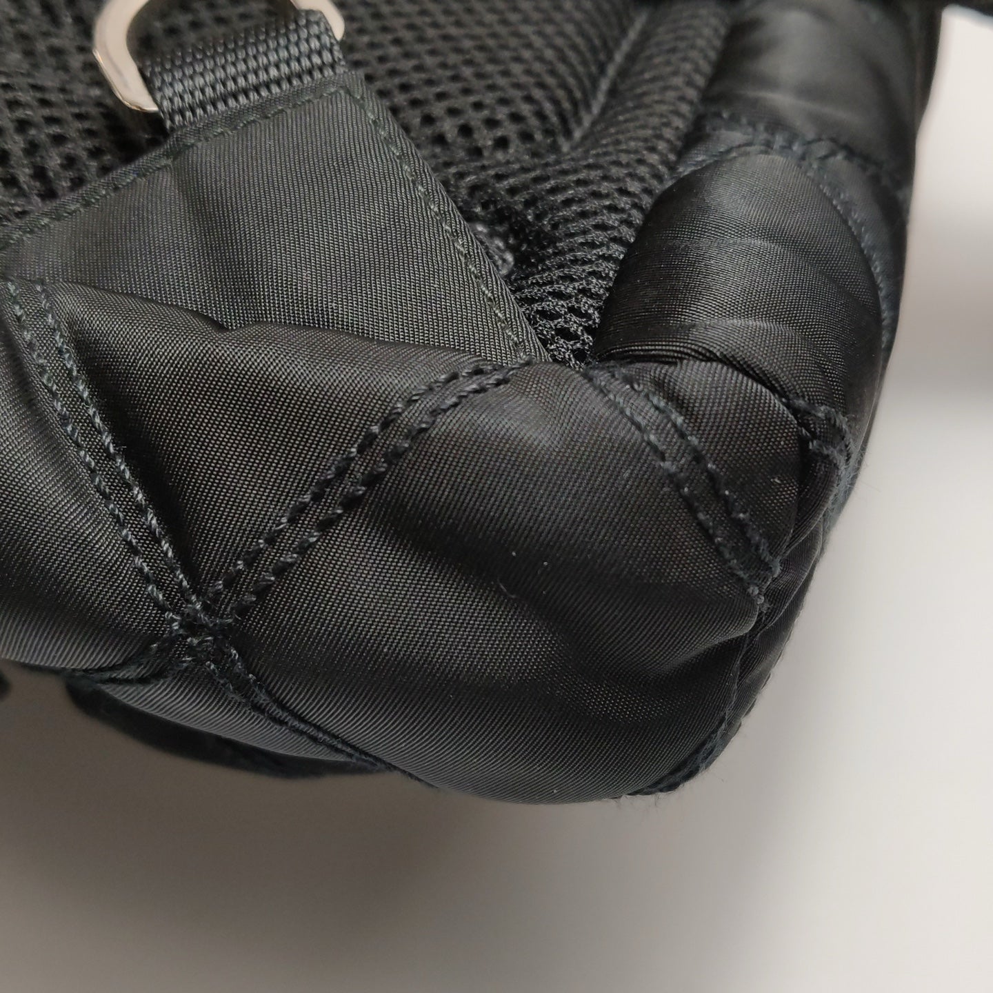 Prada - 2VZ013 Badge Style Chest/Crossbody Bag - Tessuto Nylon with Saffiano Leather Accents - Black - (medium)