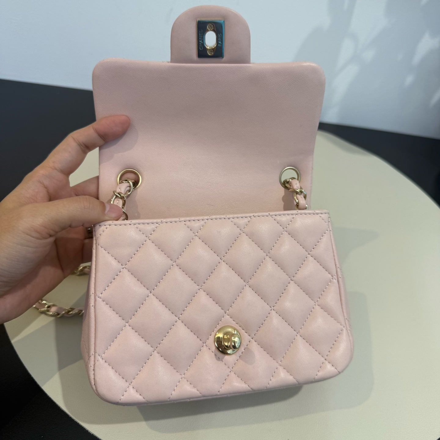 Chanel - Square Mini Flap Bag - Lambskin leather - Pink - (mini)
