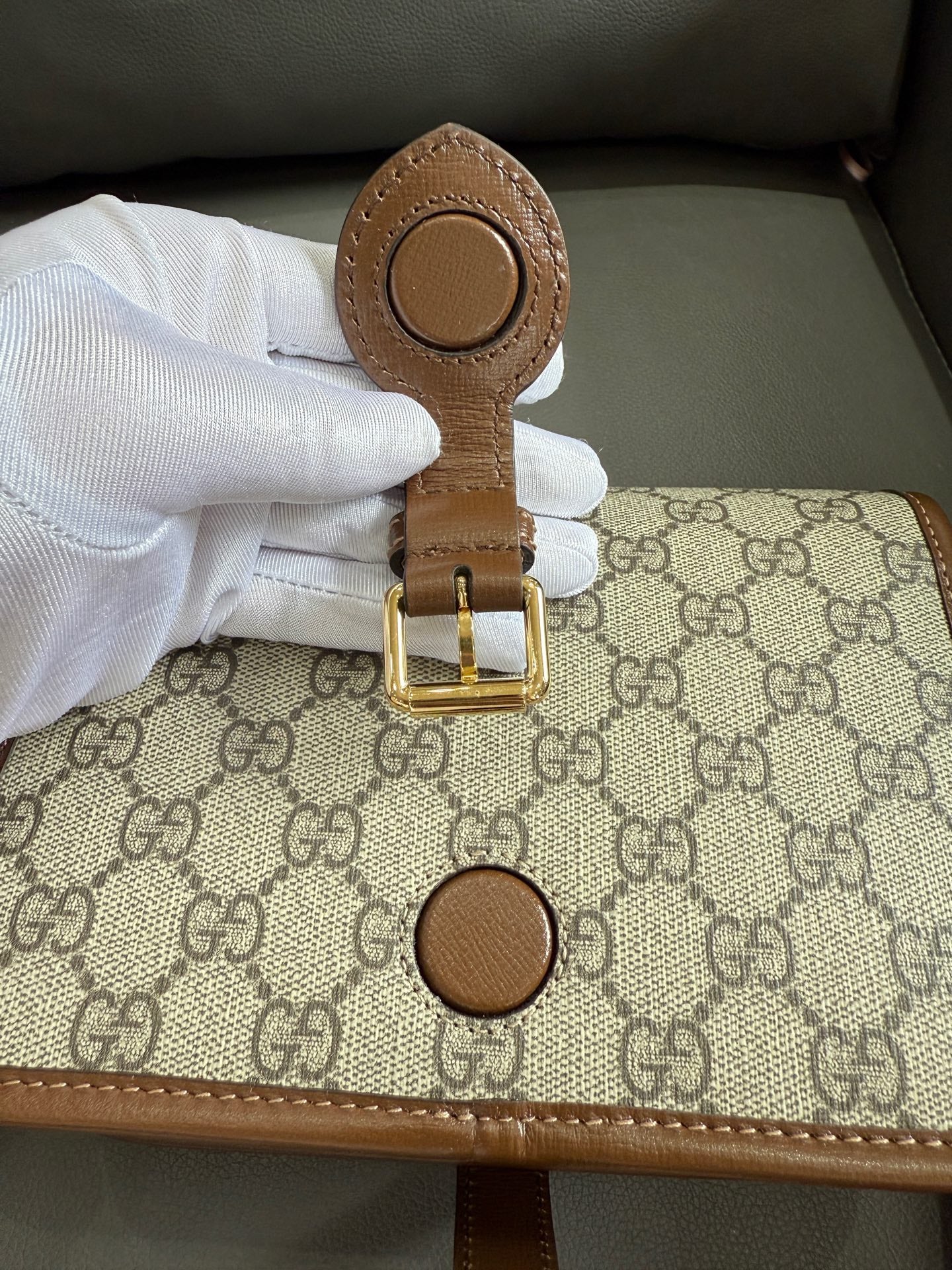 Gucci - GG Retro Mini Messenger Accordion Bag 041 Label - GG Supreme canvas with Leather trim - Beige - (mini)