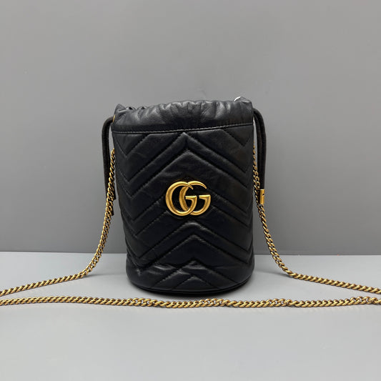 Gucci - Marmont Mini Bucket Bag - Leather - Black - (mini)