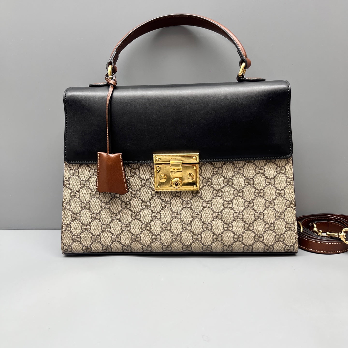 Gucci - Padlock Top Handle Satchel - GG Supreme canvas and smooth leather - Multicolour (Beige/Ebony GG Supreme, Black, Brown) - (Medium)