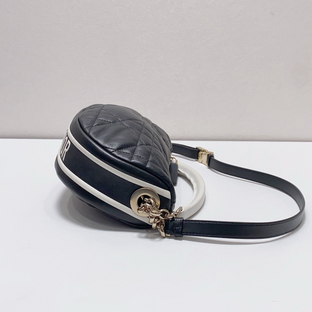 Dior - Dior Vibe Cannage Half-Moon Bag - Lambskin leather - Black - (mini)