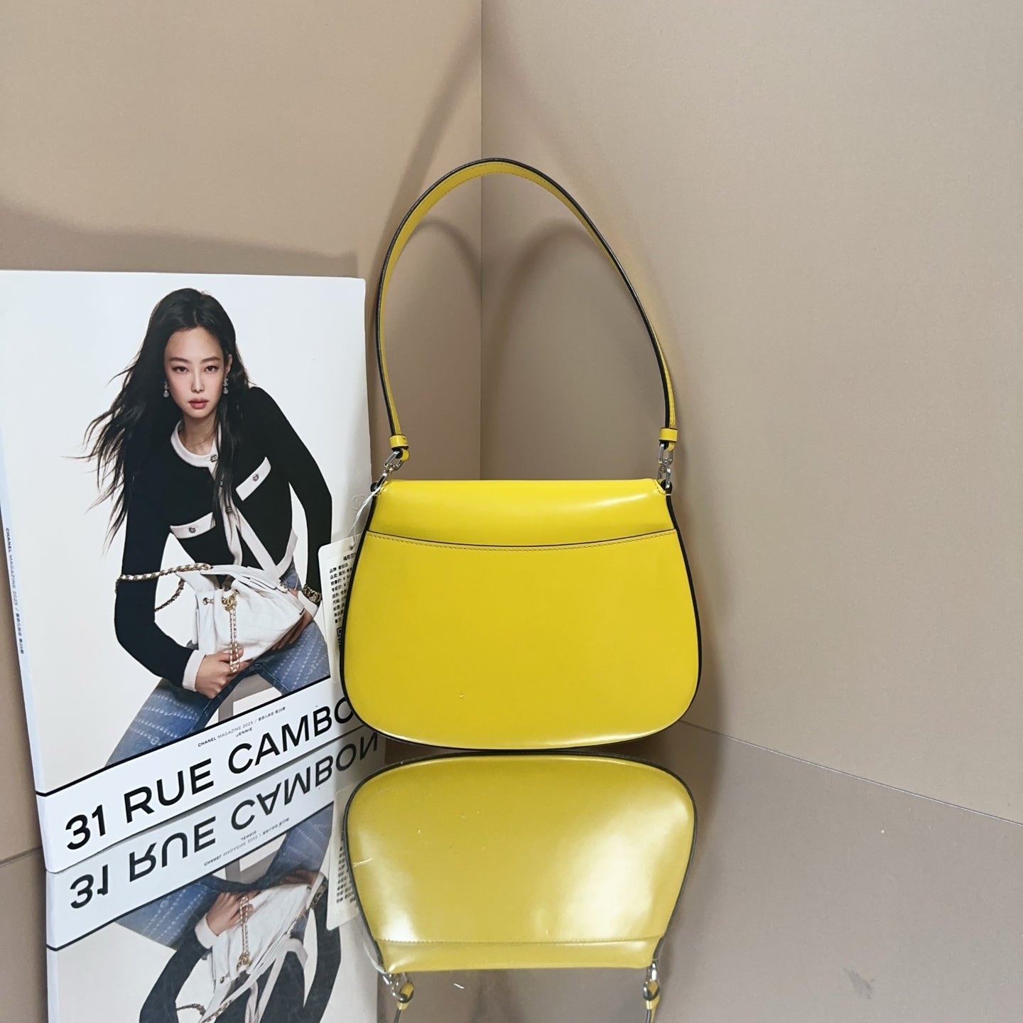 Prada - Cleo Flap Small Shoulder Bag - Box leather - Yellow - (small)