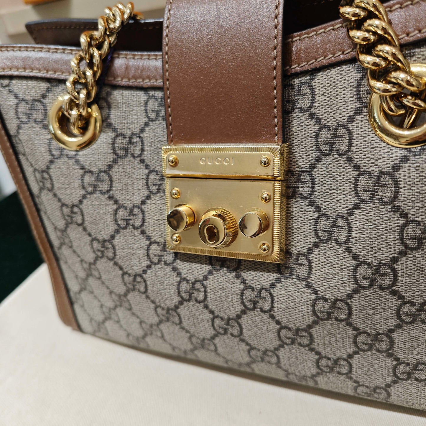 Gucci - Padlock Small Shoulder Bag - GG Supreme canvas with leather trim - Brown - (small)