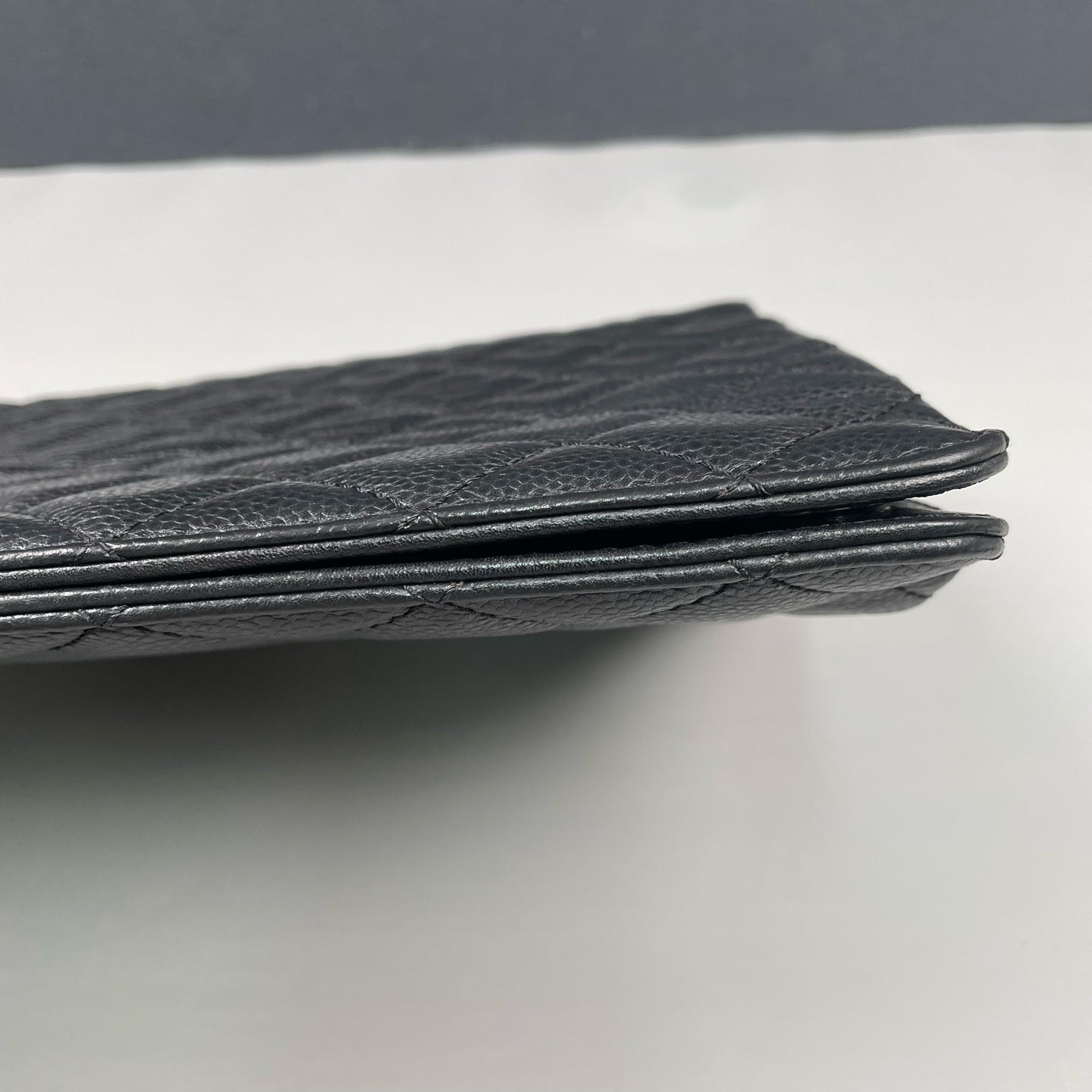 Chanel - Classic Quilted Clutch - Grained Calfskin Leather - Black - (Large)