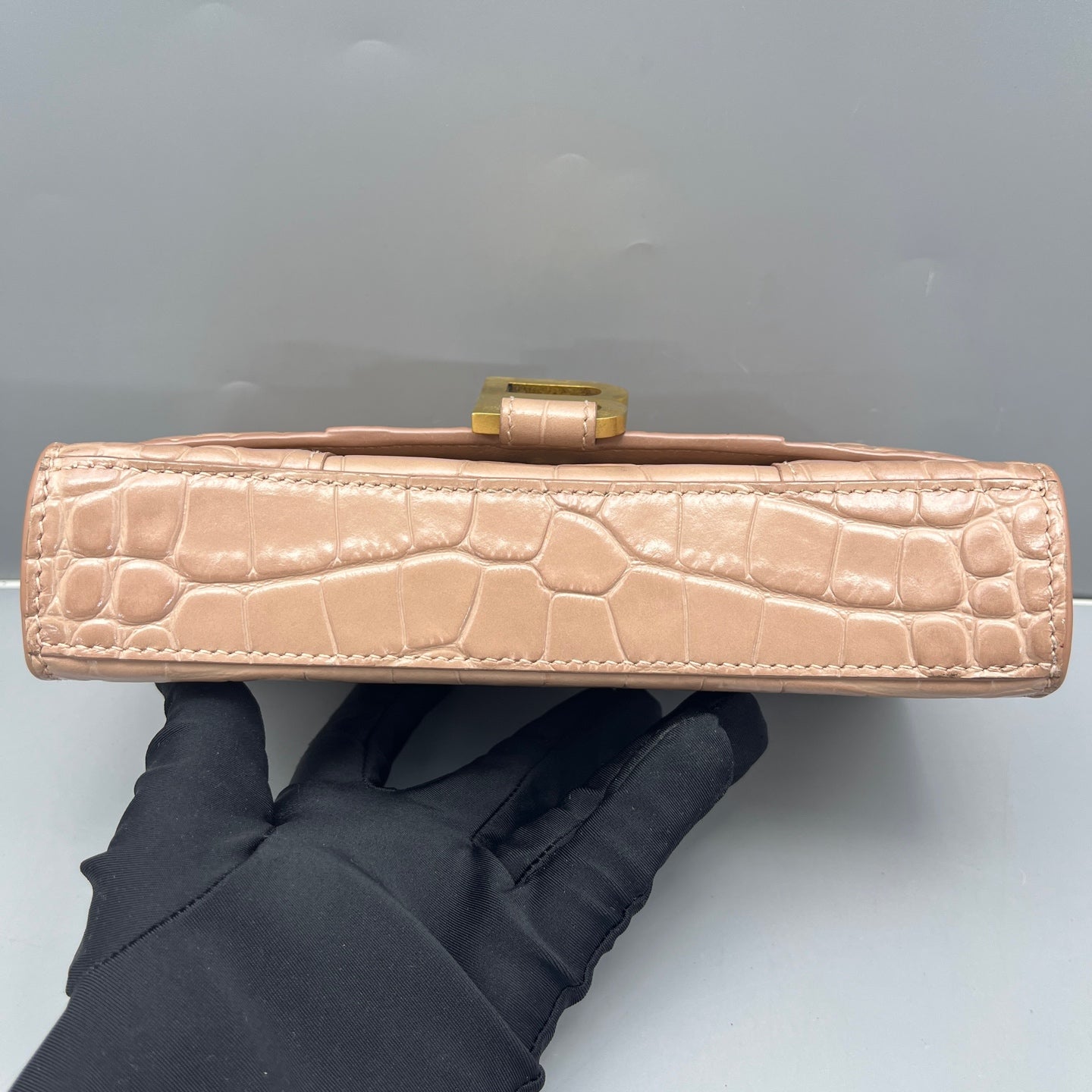 Balenciaga - Hourglass WOC - Crocodile-embossed calfskin leather - Beige - (mini)