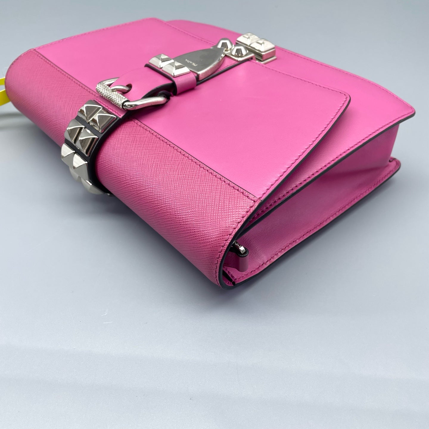 Prada - Elektra Studded Bag - Saffiano and smooth leather - Rose Red - (medium)