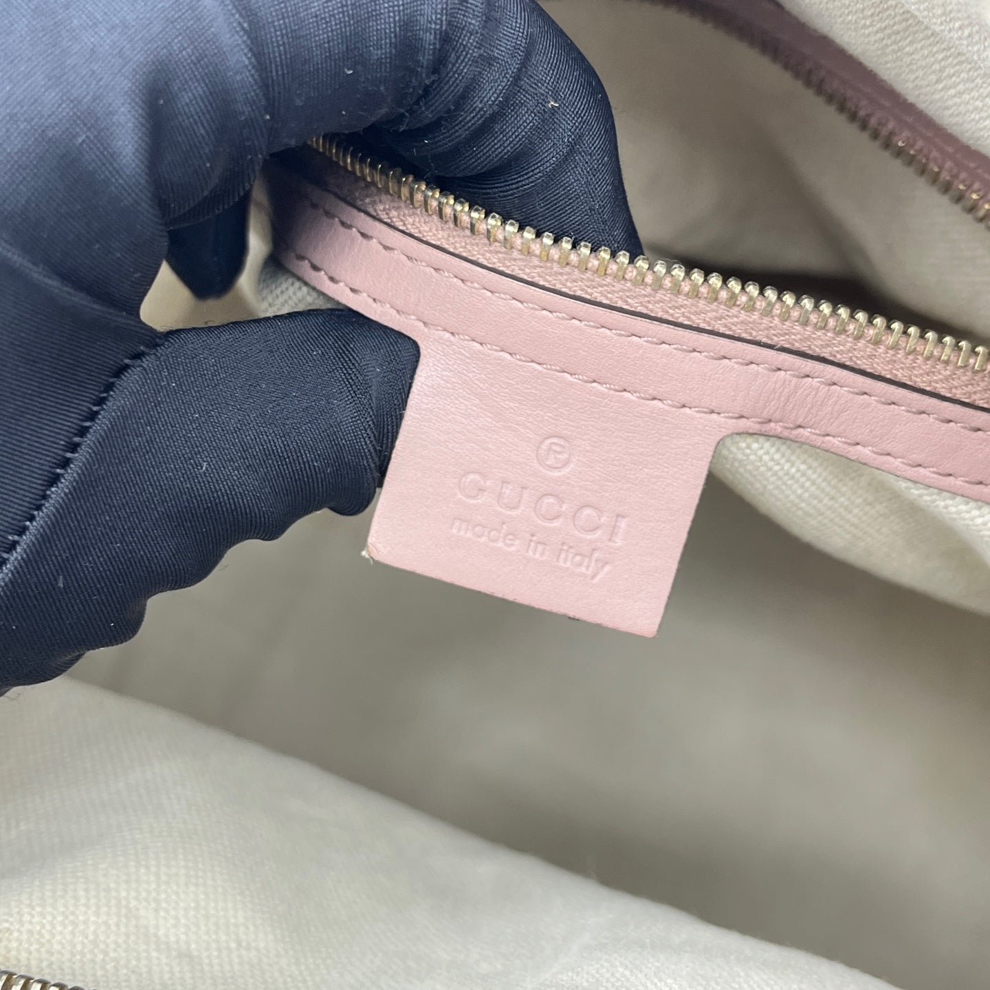 Gucci - Boston Bag - GG Monogram Canvas with Leather Trim - Beige and Pink with Brown Accents - (medium)