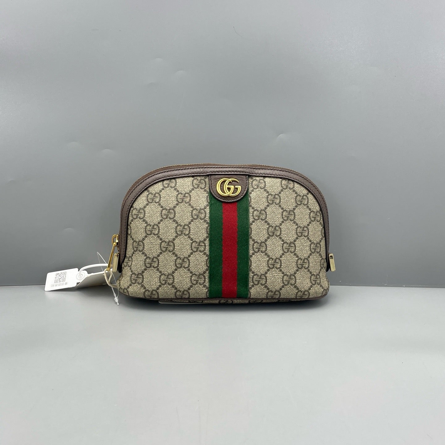 Gucci - Ophidia Cosmetic Pouch - GG Supreme canvas with leather trim - Brown - (small)