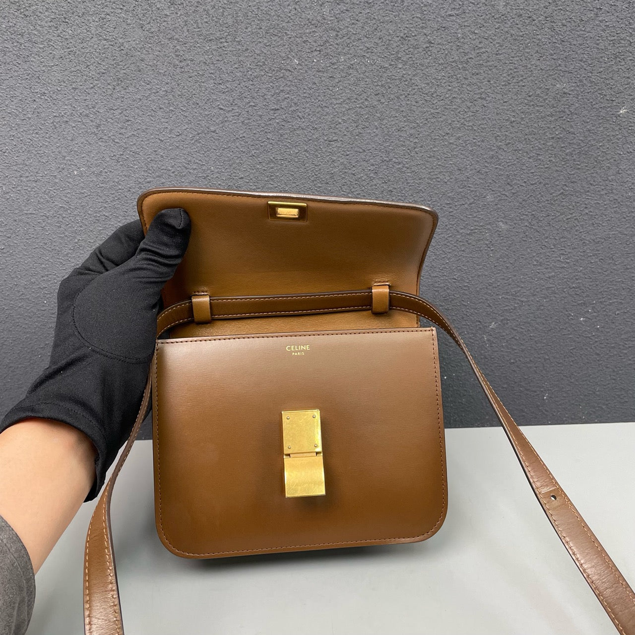 Celine - Classic Box Bag - Leather - Brown - (small)