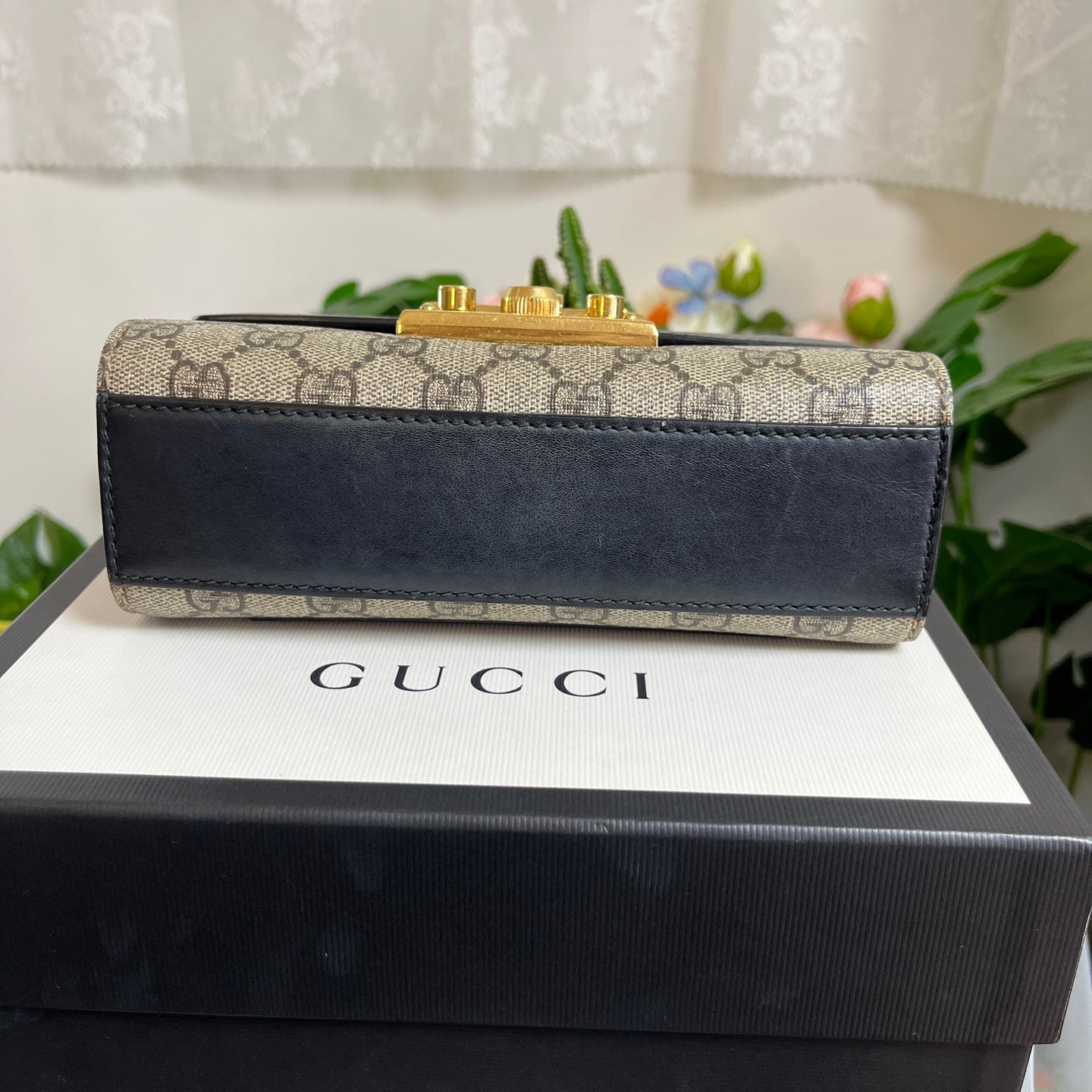 Gucci - Padlock Mini Shoulder Bag - GG Supreme canvas with leather trim - Beige and Ebony with Black and Brown accents - (mini)