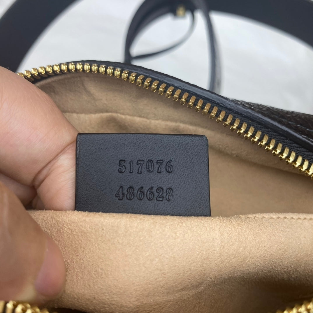 Gucci - Ophidia Belt Bag - Suede with patent leather trim and leather belt - Brown and Black with Red and Green accents - (Small)
