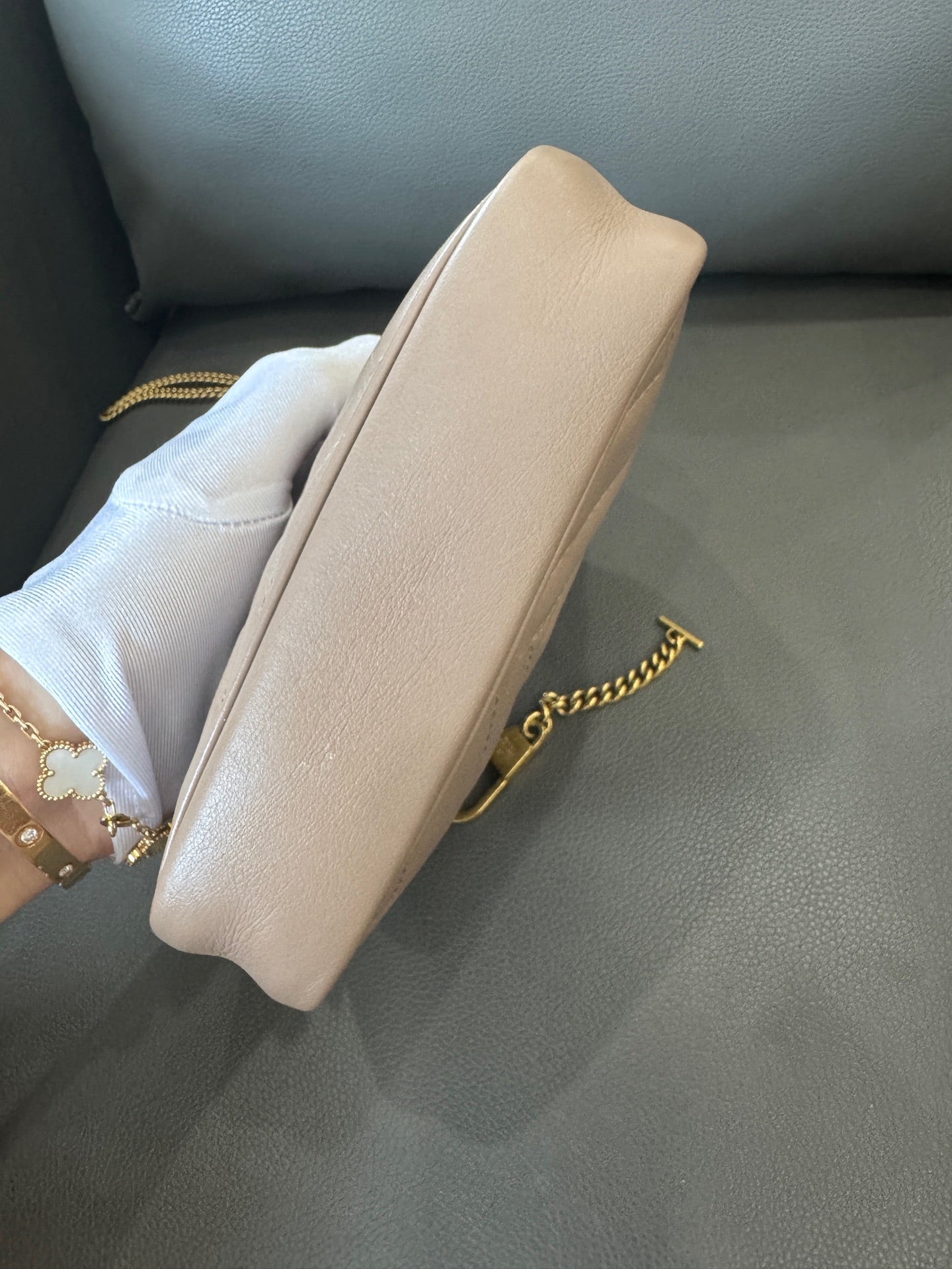 Gucci - Marmont Super Mini - Leather - Beige with Gold-Tone Hardware - (mini)