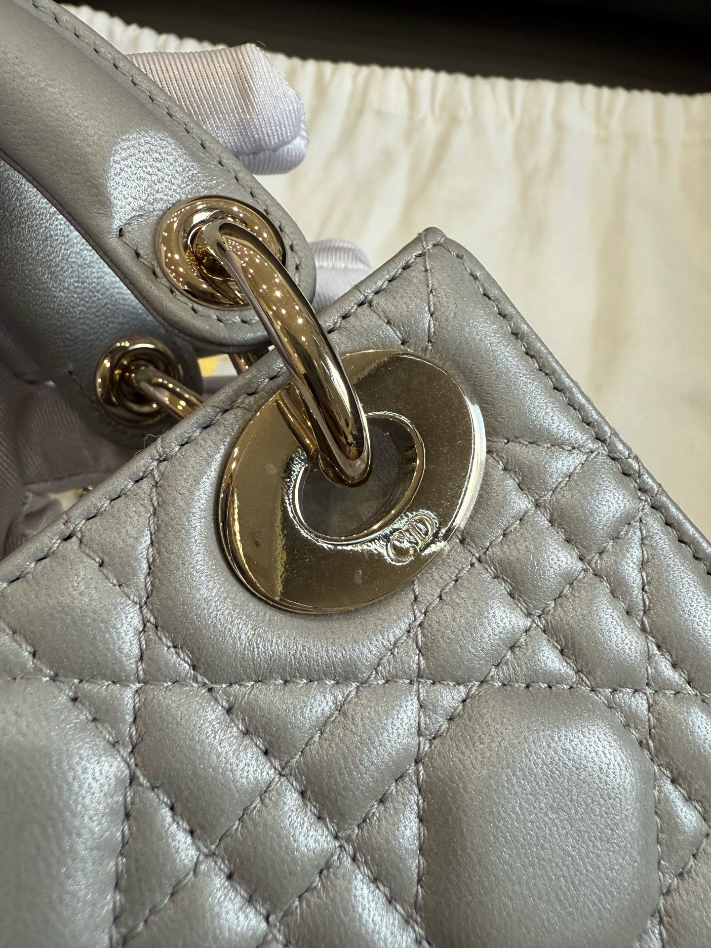 Dior - Lady Dior Mini - Lambskin leather - Grey - (mini)