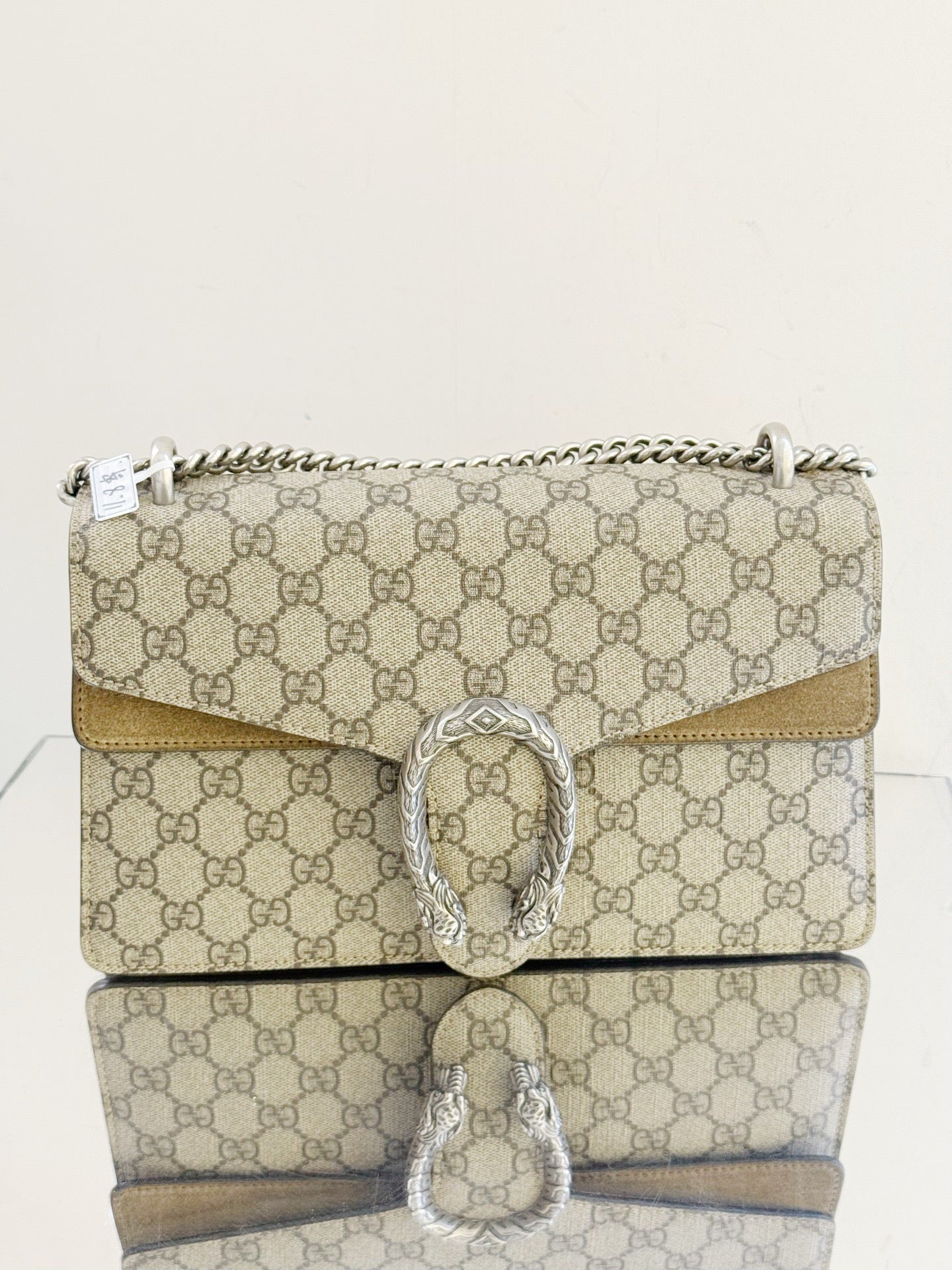 Gucci - Dionysus Shoulder Bag - GG Supreme canvas with suede trim - Camel - (medium)