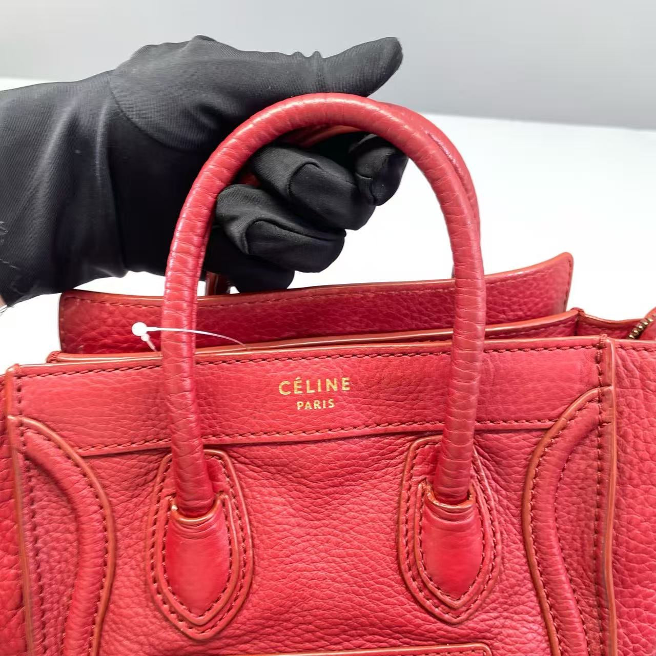 Celine - Luggage Nano - Grained calfskin leather - Red - (mini)