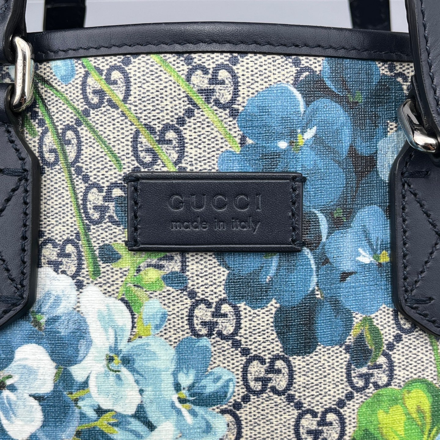 Gucci - Small GG Supreme Flora Tote Bag - Coated canvas and Leather - Blue - (Small)