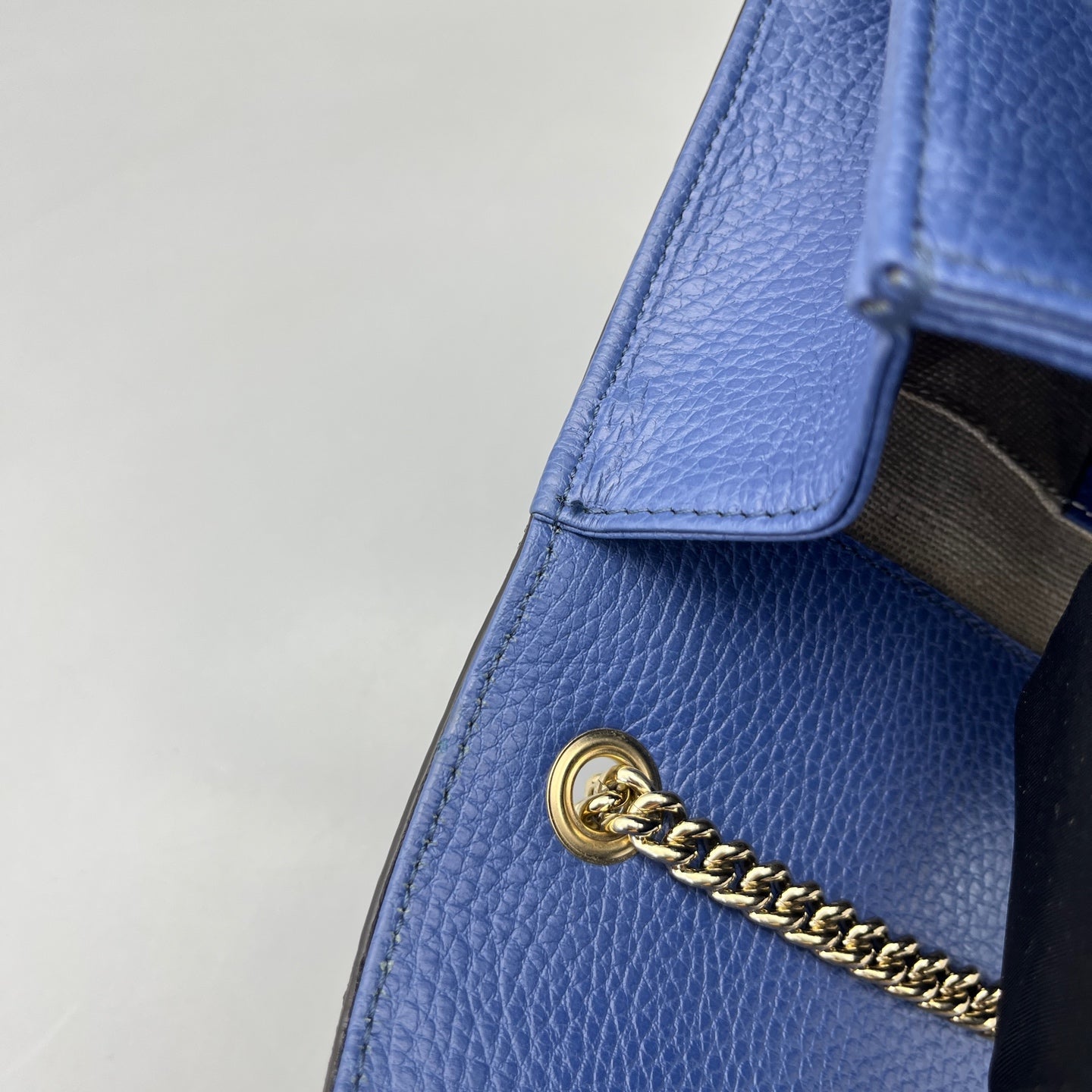 Gucci - Interlocking G Flap Accordion Bag - Grained leather - Blue - (small)