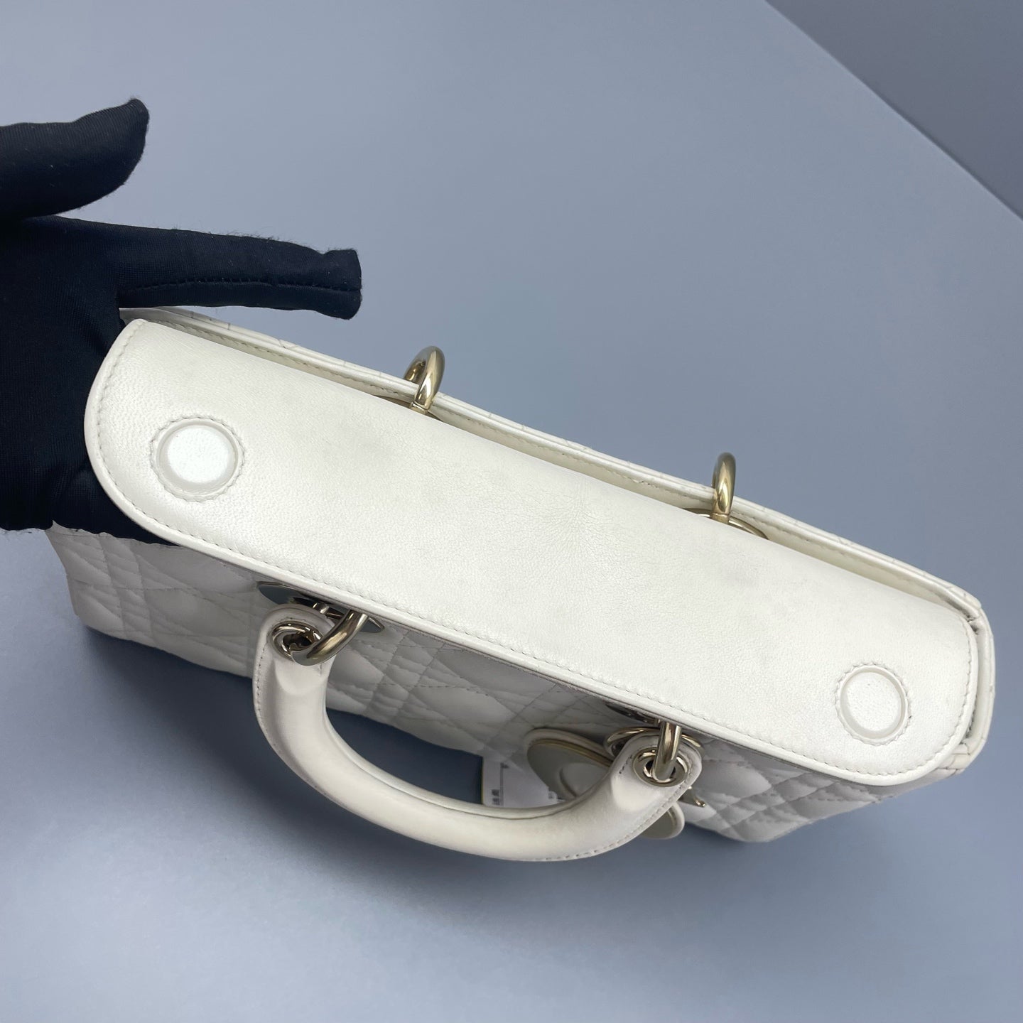 Dior - Lady Dior Horizontal - Lambskin leather - White - (small)