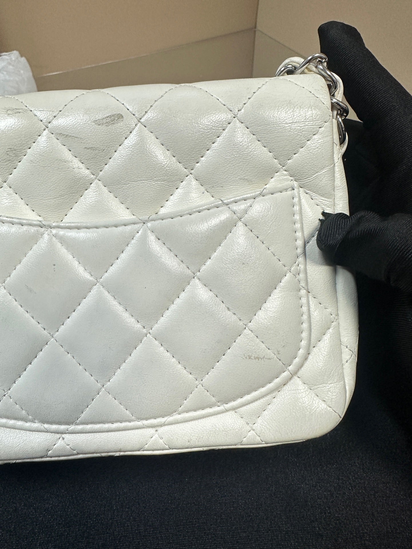 Chanel - Classic Flap Mini Square - Lambskin leather - White - (mini)