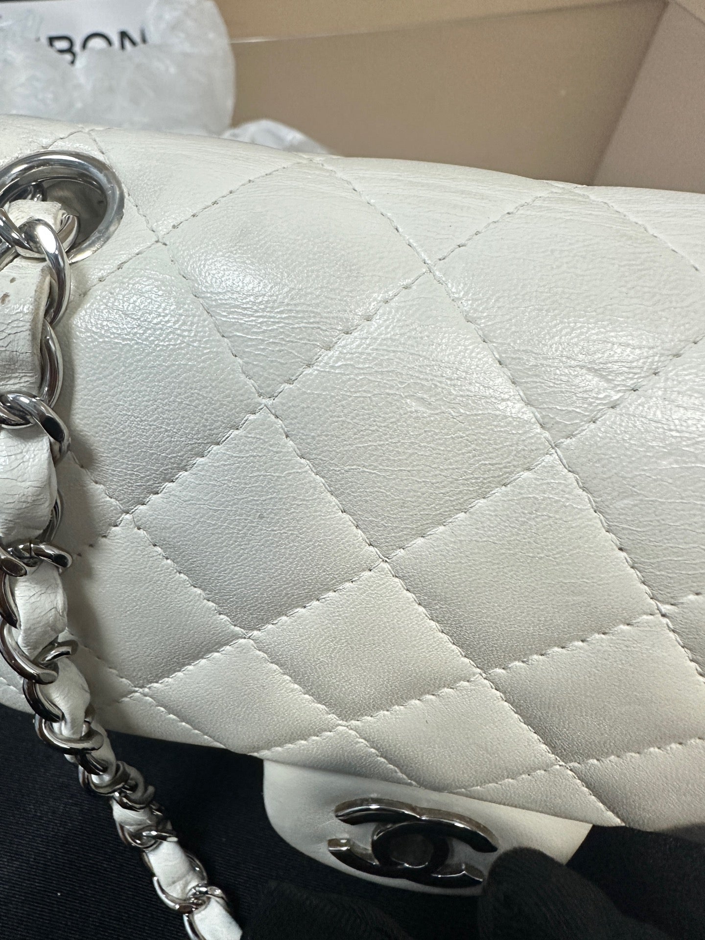 Chanel - Classic Flap Mini Square - Lambskin leather - White - (mini)