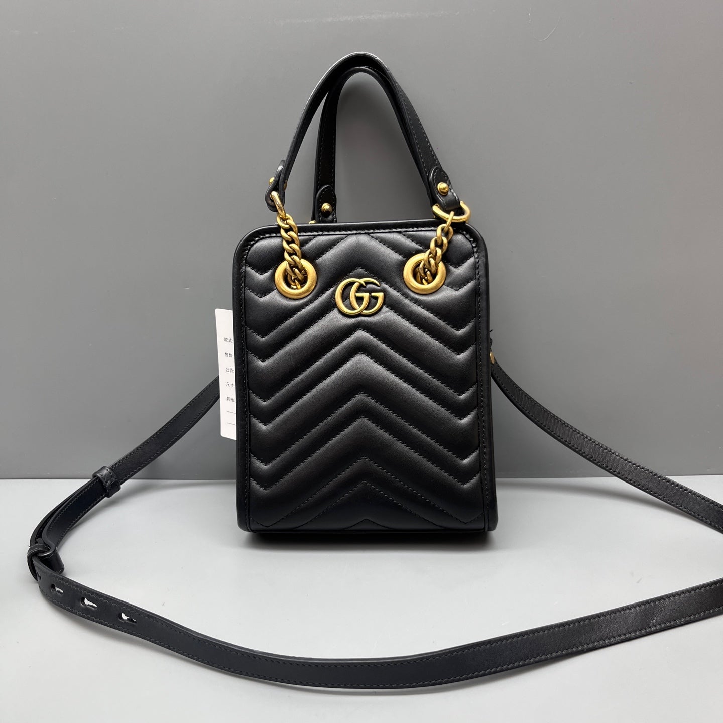 Gucci - GG Marmont Mini Top Handle Bag - Leather - Black - (mini)
