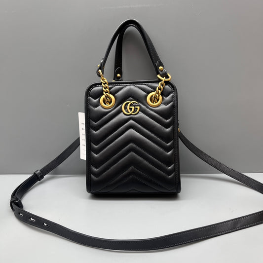 Gucci - GG Marmont Mini Top Handle Bag - Leather - Black - (mini)